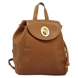 Christian Dior Backpack Leather Brown Gold Auth BA1796